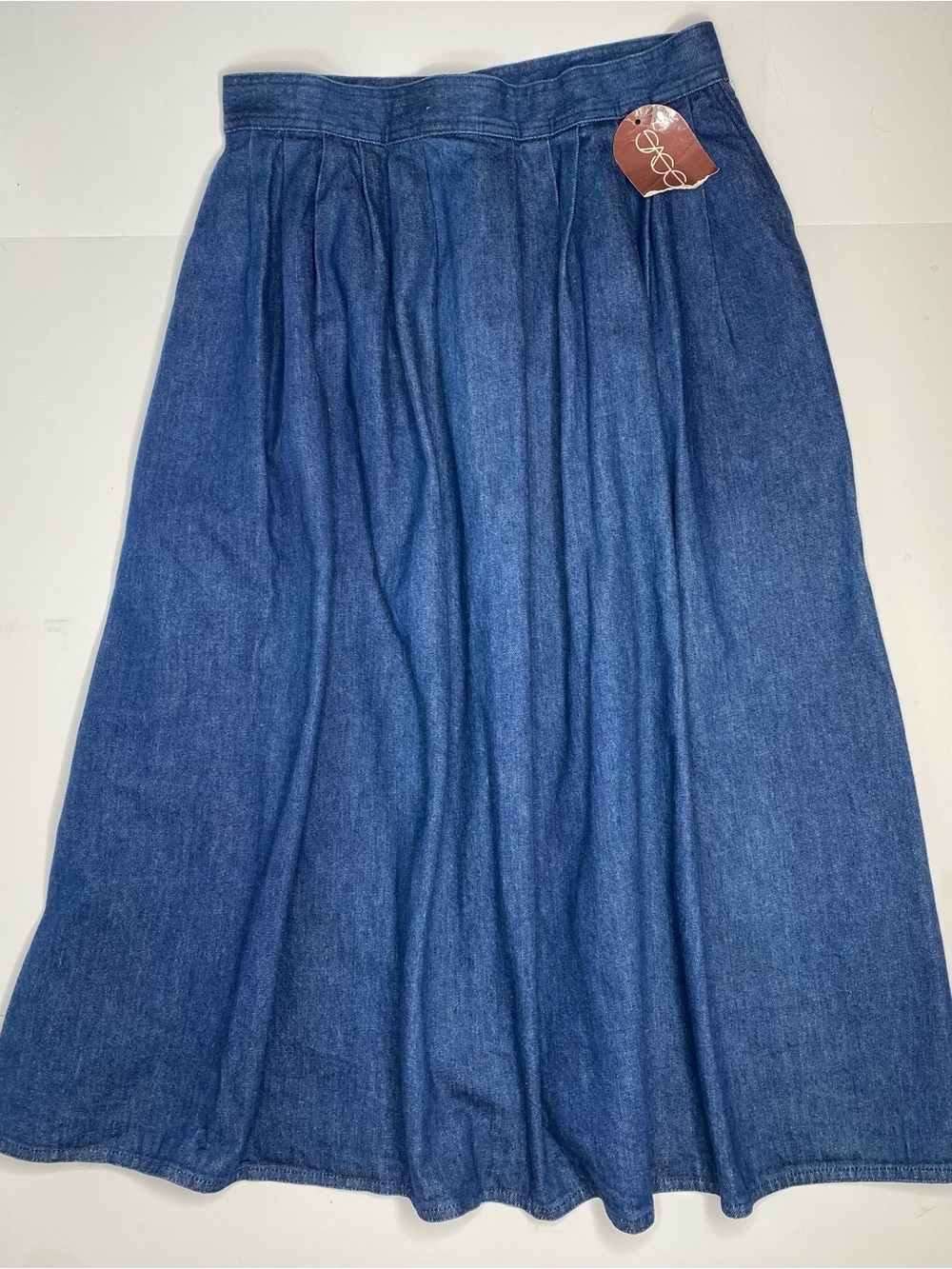 Vintage Sasson Dead-stock Denim MidiSkirt with Pockets Sz 18 (runs small) - Picture 1 of 11